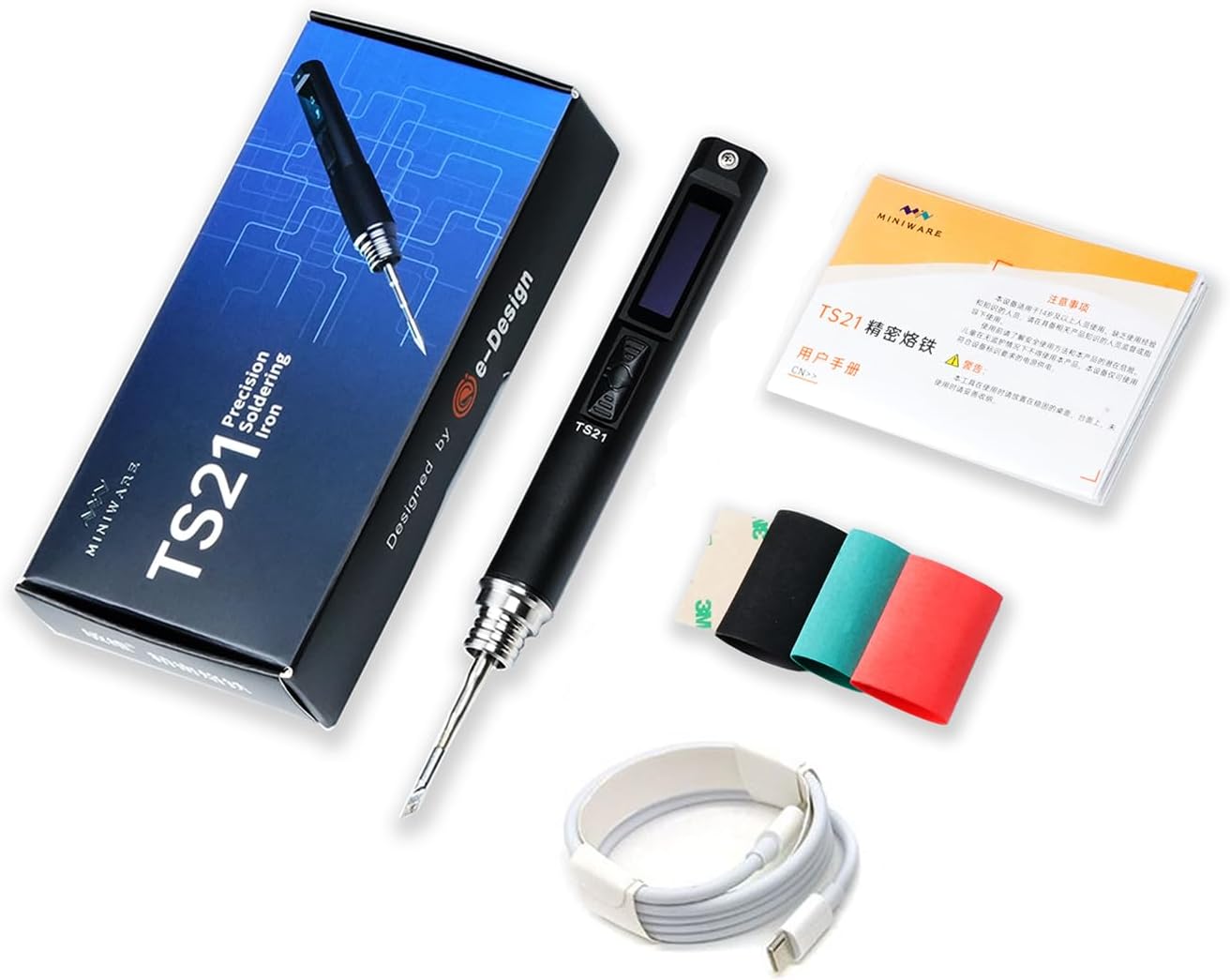 TOOLSAGE Soldering Iron Kit TS21,Front Lighting,3 Seconds Melts Solder,Fast Heating,DC9-24V Max 100W Soldering-Iron Gun with Adjustable Temp 100-450℃,Compatible with 210 type Iron Tips