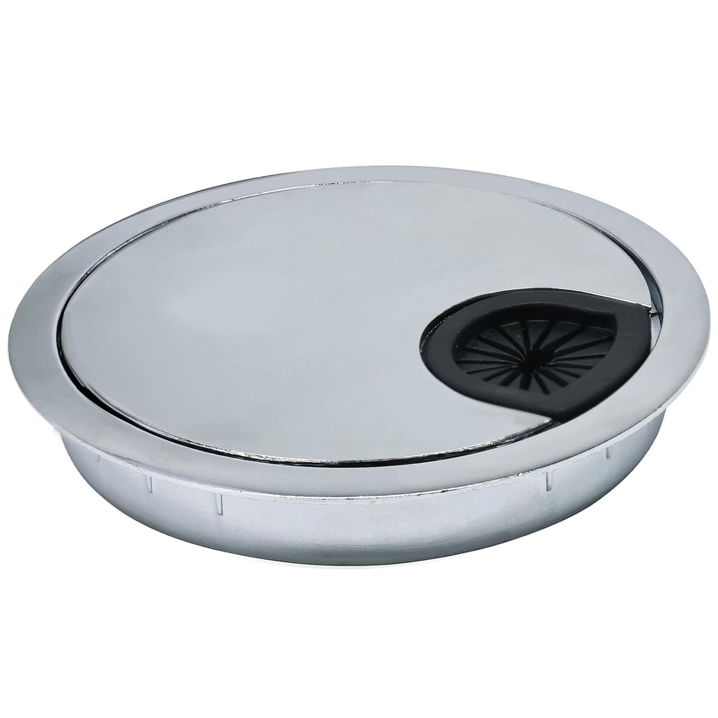 1 Pcs Desk Grommet 3-1/8" / 80 mm, Desk Cord Hole Cover, Cable Grommet Metal Zinc Alloy Materilal, Desk Hole Grommet for Home & Office Pc, Detachable Cable Cord Organizer-Bright Silver