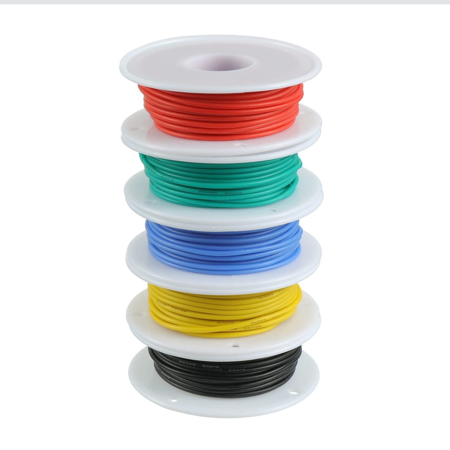 BOJACK 26 AWG Flexible Silicone Wire Electric Wire Hook up Wire Kit 300V Cables with Plus 20 φ3mm Heat Shrink Tubings and a Mini Wire Stripper(5 Colors 32.81Ft Each Color, 26AWG)