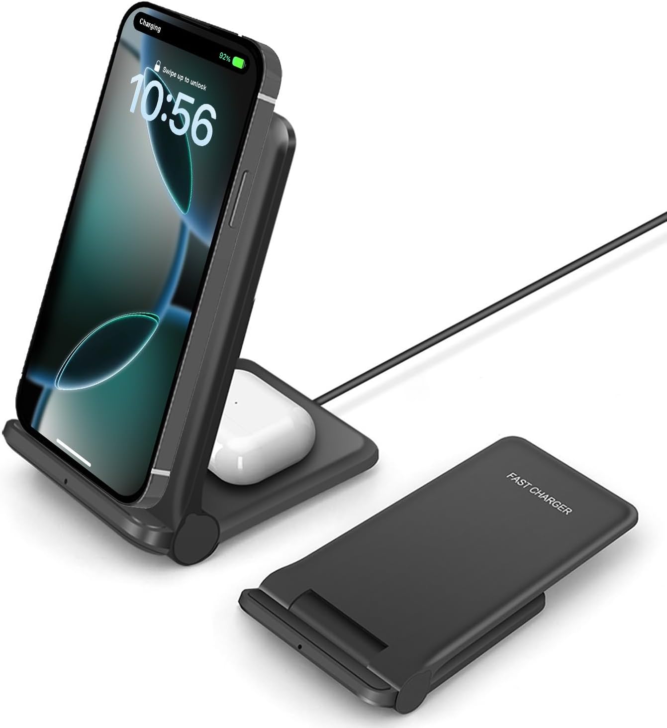 25W Wireless Charger,Foldable 2 in 1 Wireless Charging Station for Apple iPhone 16/16 Pro/15/14/13/12/11/Plus/SE/X/Airpods,PDKUAI 15W Fast Dual Wireless Induction Charge Stand for Samsung/LG