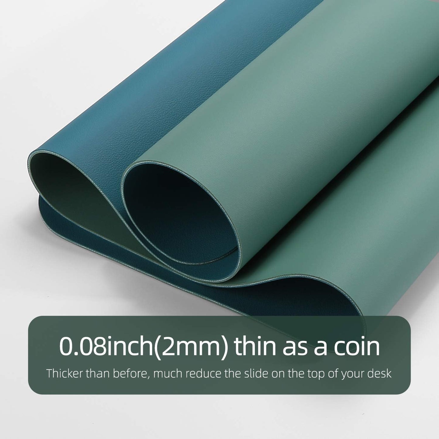 YSAGi Desk Pad, Desk Mat, 31.5" x 15.7" Dual-Sided Laptop Desk Pad Protector, Large Leather Desk Blotter for Keyboard and Mouse, Waterproof Desk Writing Pad for Office(Pistachio Green + Green Blue)