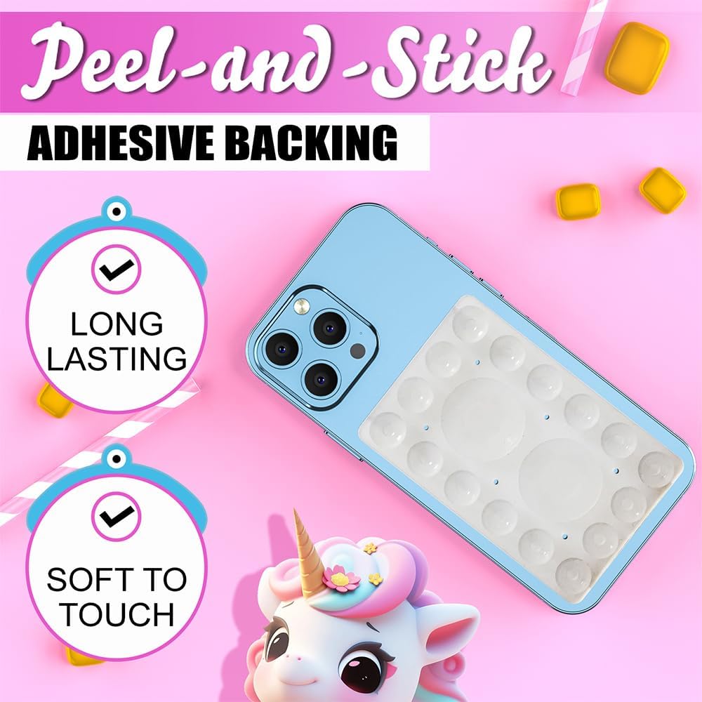 Silicone Suction Phone Holder Mount, Adhesive Accessory for iPhone and Android, Hands-Free Mirror Shower Holder for TikTok Videos and Selfies (Transparent, Single Sided)