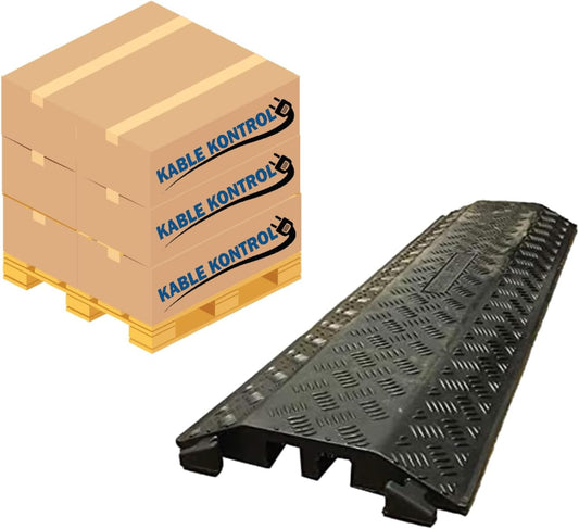 Kable Kontrol Drop Over Floor Cord Cover – 40” Inch Long 2 Channel Cable or Wire Protector – 5 Pcs Bulk Pack - Rubber Ramp for Indoor and Outdoor Use – Black
