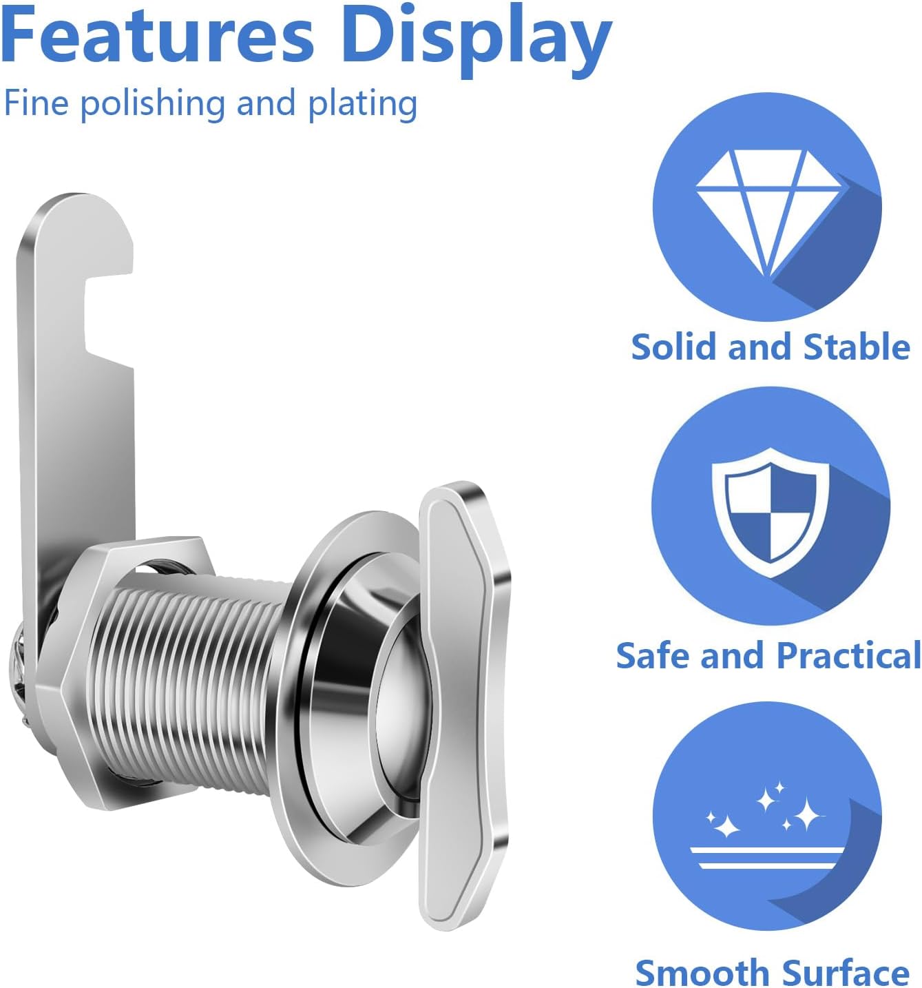 Thumb Operated Offset Cam Lock, 1" Cylinder Fits on 0.7" Max Door Thickness, Non-Locking Replacement Lock for RV Compartment Camper Storage, Cabinets,Drawers (1 Inch 3Pack) Silver