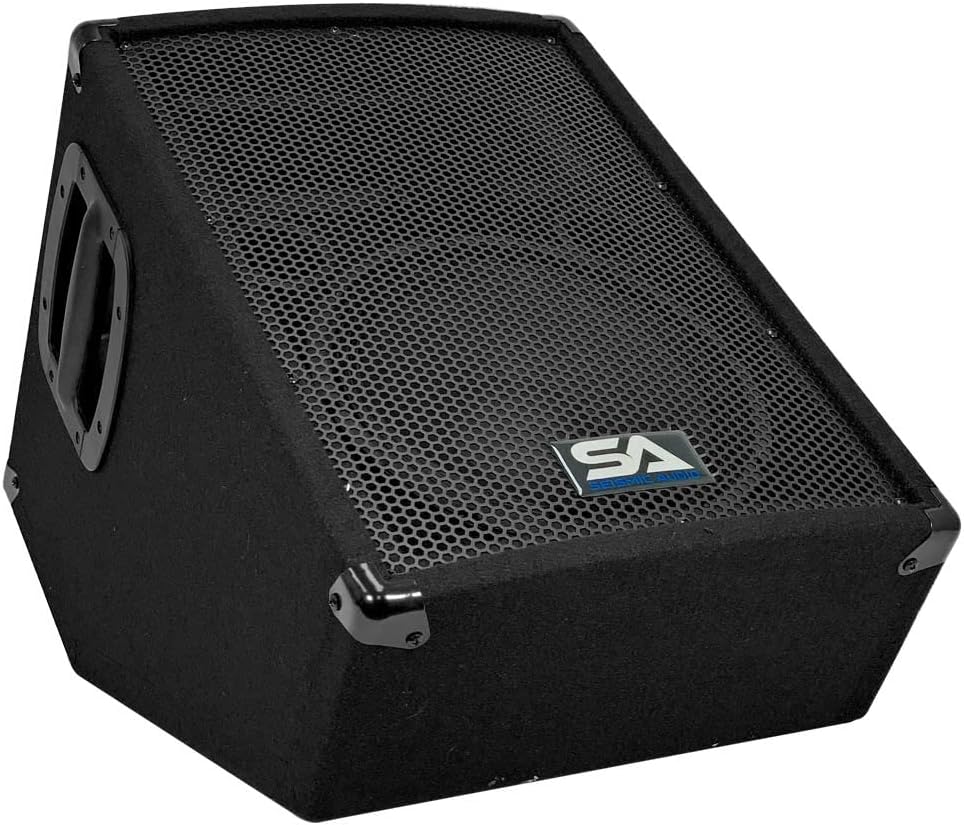 Seismic Audio - SA-10MT-PW-Pair - Pair of Powered 2-Way 10" Floor / Stage Monitor Wedge Style with Titanium Horns