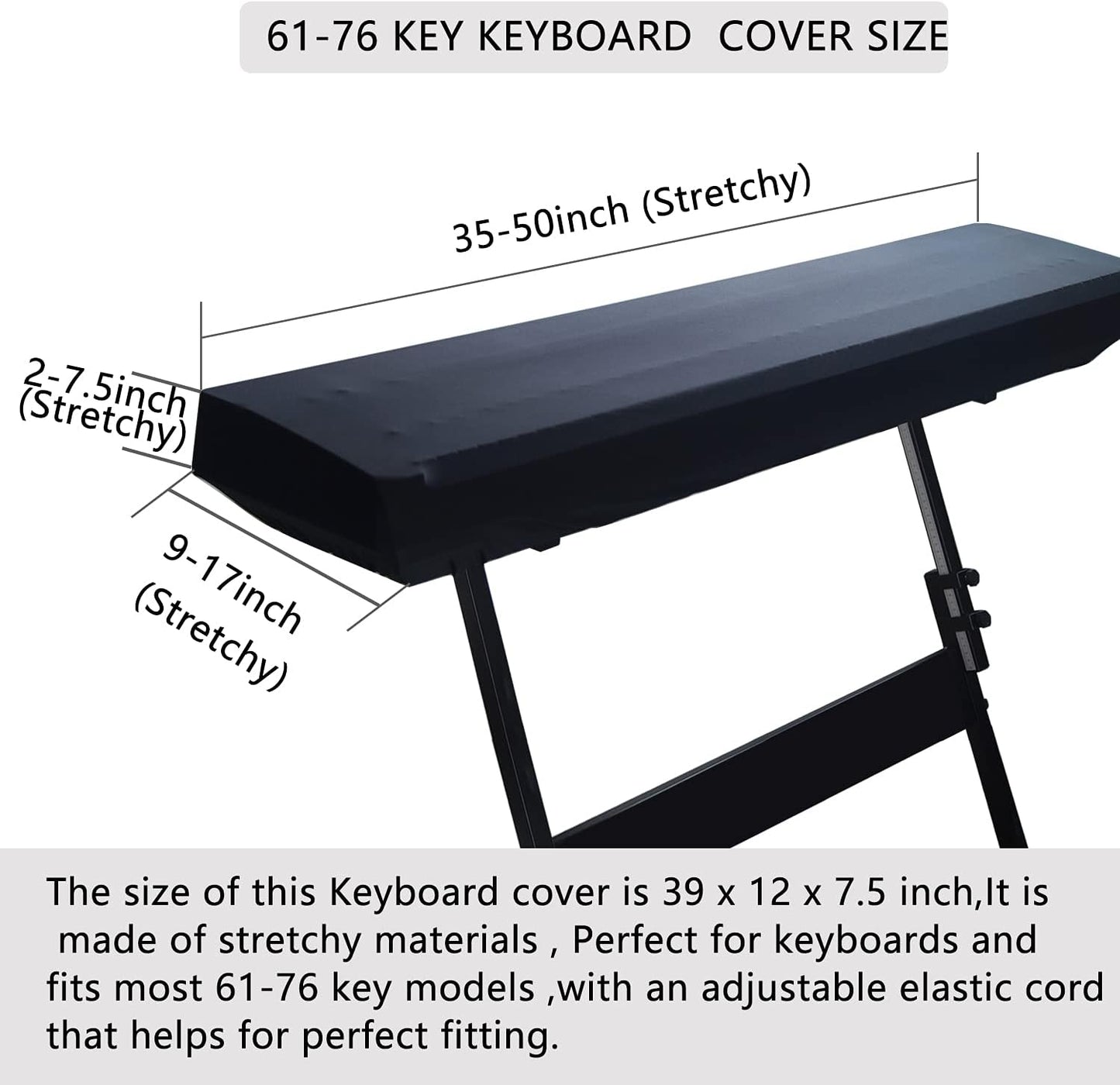 Piano Dust Cover 61-88 Keys Weighted Keyboard Small Keyboard Piano Covers Waterproof Locking Clasp Keep It From Dust and Dirt (61-76 KEYS)
