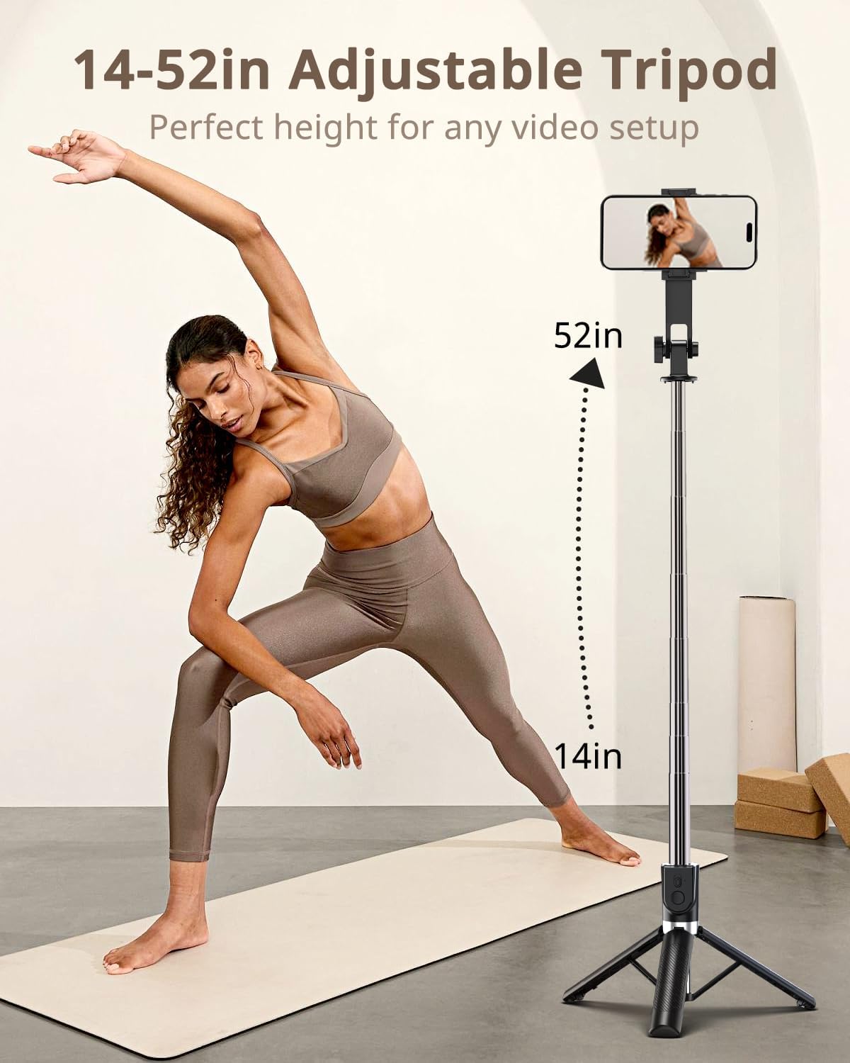 UBeesize Selfie Stick Tripod for iPhone and Android, 52'' Extendable Phone Tripod Stand with Remote, Portable Selfie Sticks with Phone Holder for Video Recording & Travel