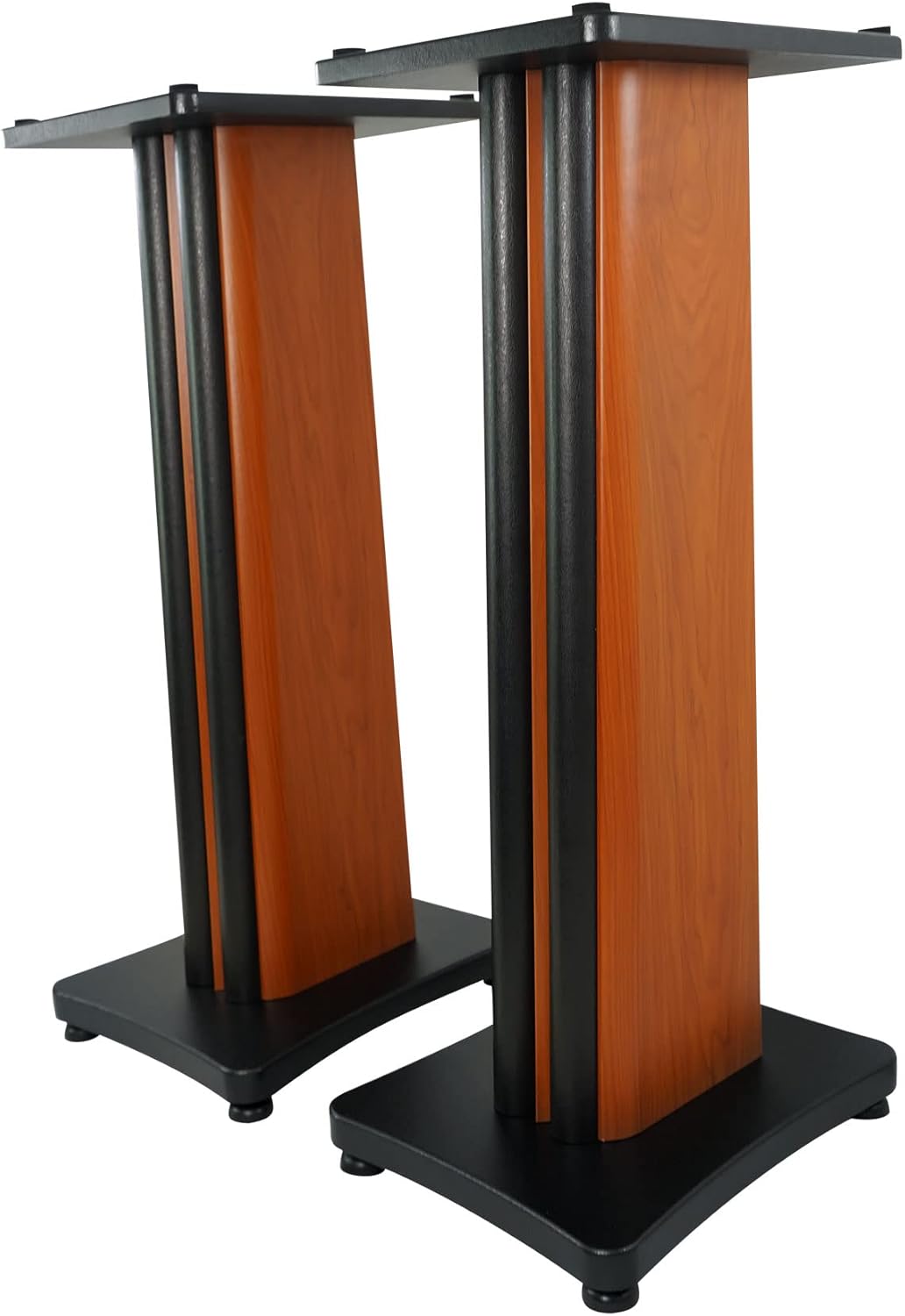 Rockville Pair SS28C 28" Speaker Stands, 100Lbs Capacity, Solid MDF Wood, Classic Wood-Grain Finish, Dual Platforms, Spikes and Pads, for Home Audio and Studio Monitors