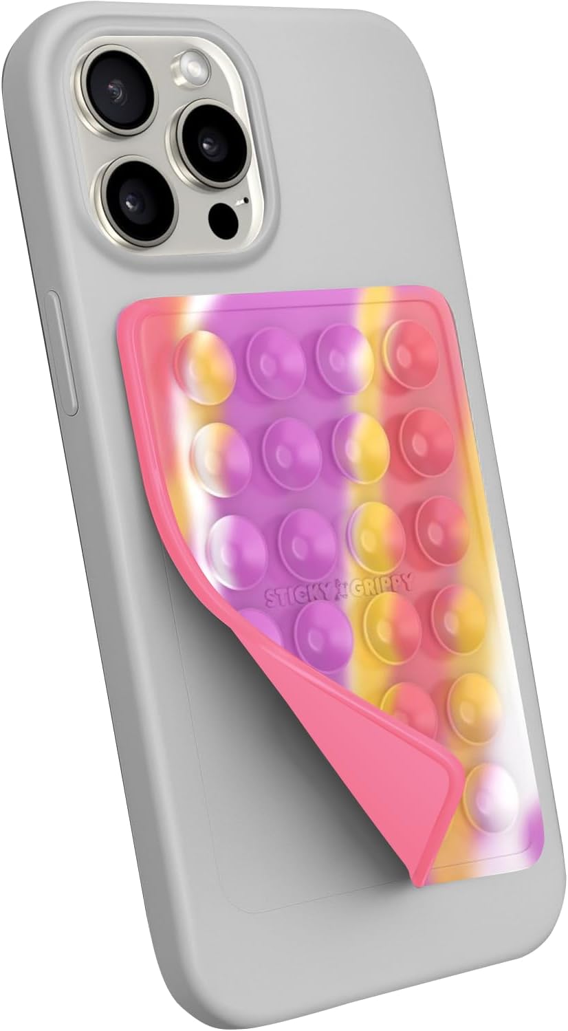 Suction Phone Case Mount, Sillicon Adhesive Phone Accessory for iPhone and Android, Hands-Free Fidget Toy Mirror Shower Phone Holder, Tiktok Videos and Selfies (Orange Planet)