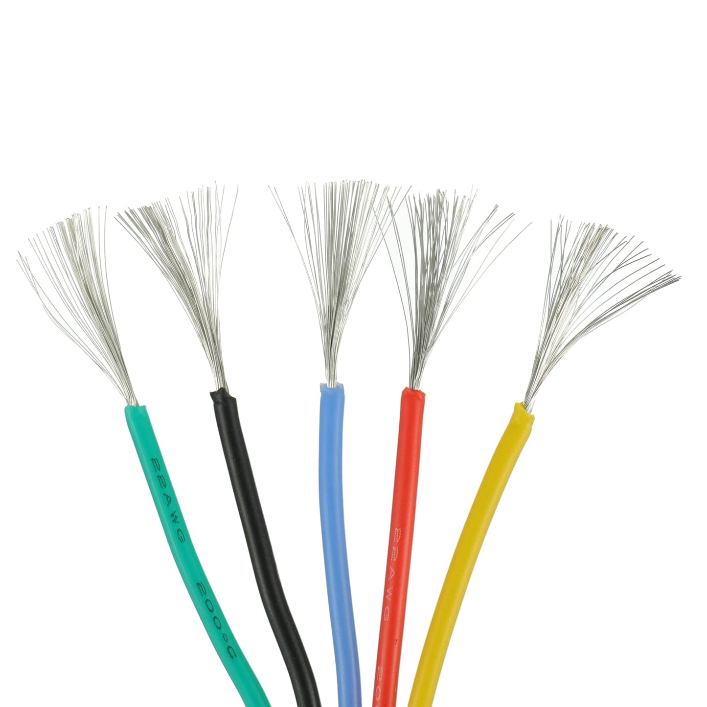 BOJACK 22 AWG Flexible Silicone Wire Electric Wire Hook up Wire Kit 300V Cables with Plus 20 φ3mm Heat Shrink Tubings and a Mini Wire Stripper(5 Colors 19.69Ft Each Color, 22AWG)