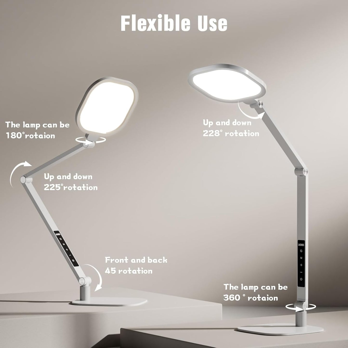 LED Desk Lamp for Home Office, 15W Desk Light with CRI >95, Memory & Timer Function, 1200LM Dimmable Computer Light for Video Calls, Conference, Reading, Study (White)