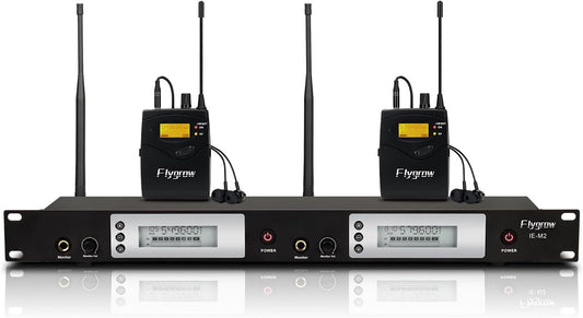 UHF Dual Wireless in-Ear Monitor System with Earphone, Metal Wireless IEM System, Sturdy Bodypack Receiver, 80 Adjustable Frequencies,164ft Range, Ideal for Stage & Studio (2 Bodypack)