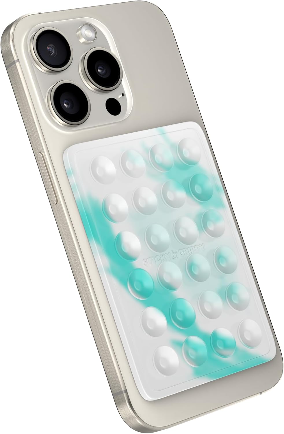 Suction Phone Case Mount, Sillicon Adhesive Phone Accessory for iPhone and Android, Hands-Free Fidget Toy Mirror Shower Phone Holder, Tiktok Videos and Selfies (Cyan/White Swirl)