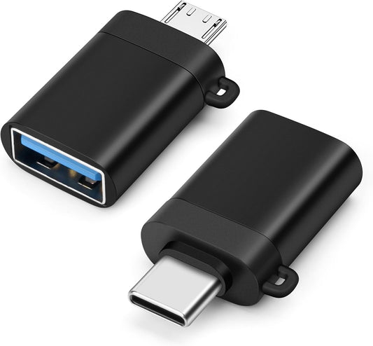 BORLTER CLAMP OTG Micro/USB-C Adapter 2Pack, USB C to USB Adapter 3.0, Micro USB Adapter Perfect for Google, MacBook,Samsung Galaxy, iPad and More.