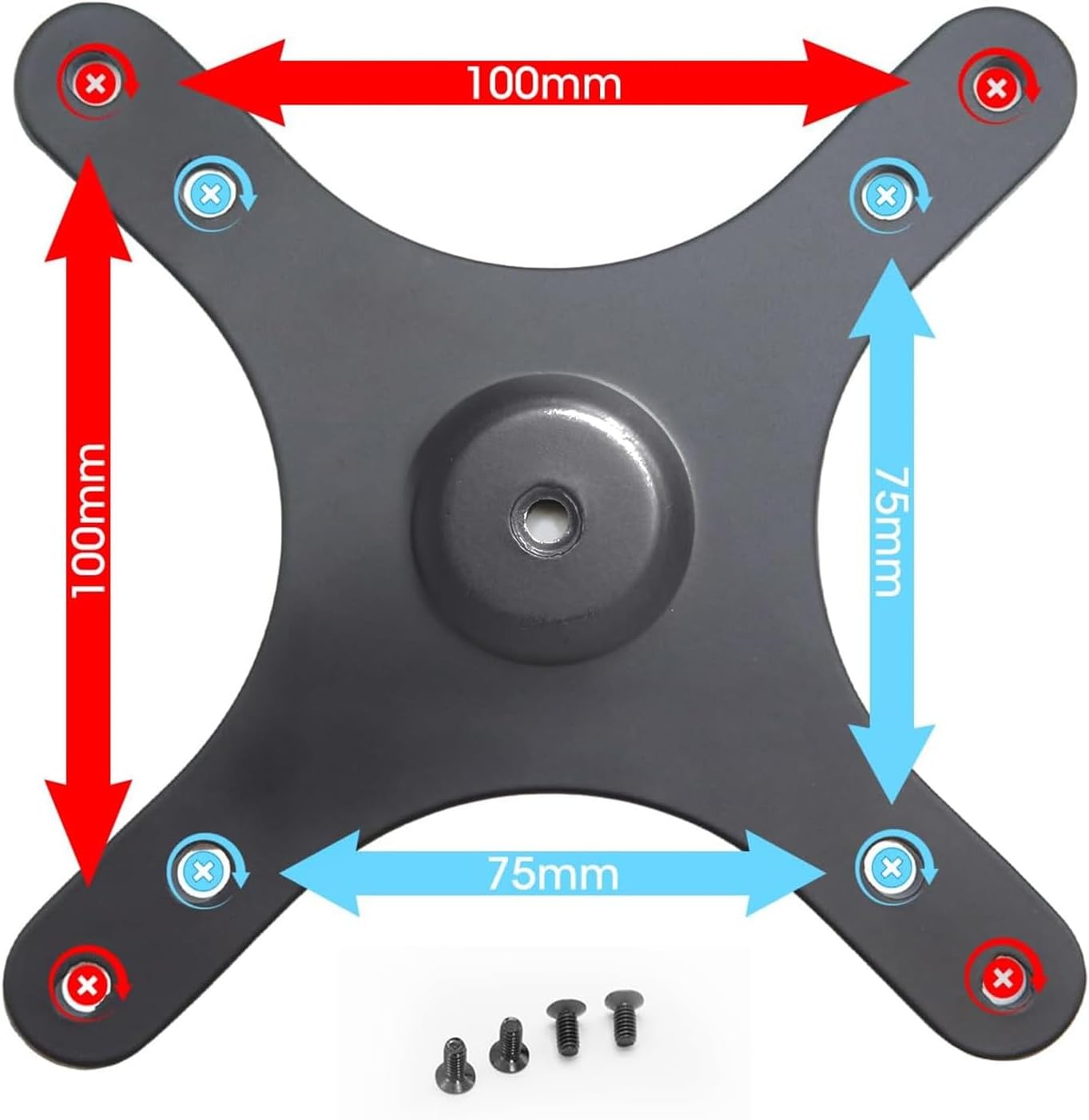 Kado Portable Monitor Stand Adapter Bracket Plate Tripod, Wall Mount Arm Mount 1/4" Screw Hole to 100x100mm 75x75mm Universal, Tripod Camera Stand for Desktop Monitor Portrait/Landscape Mode