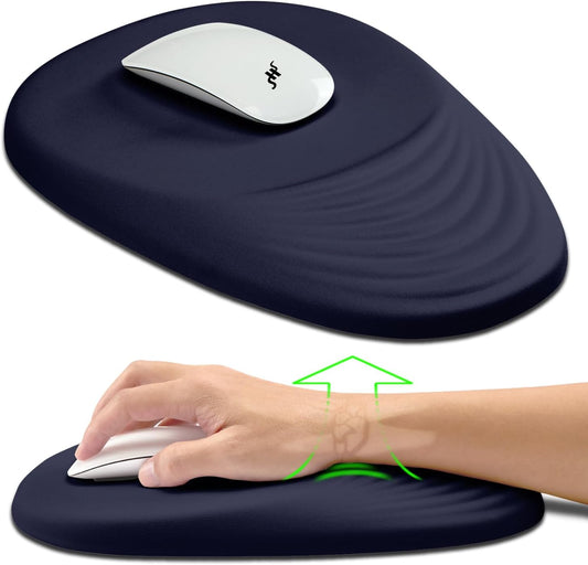 Hokafenle Ergonomic Mouse Pad Wrist Support, Terraced Slope Carpal Tunnel Wrist Pad for Mouse with Unibody Memory Foam, Wrist Rest Pain Relief Mousepad (Dark Blue, 11.8x7.9 in)