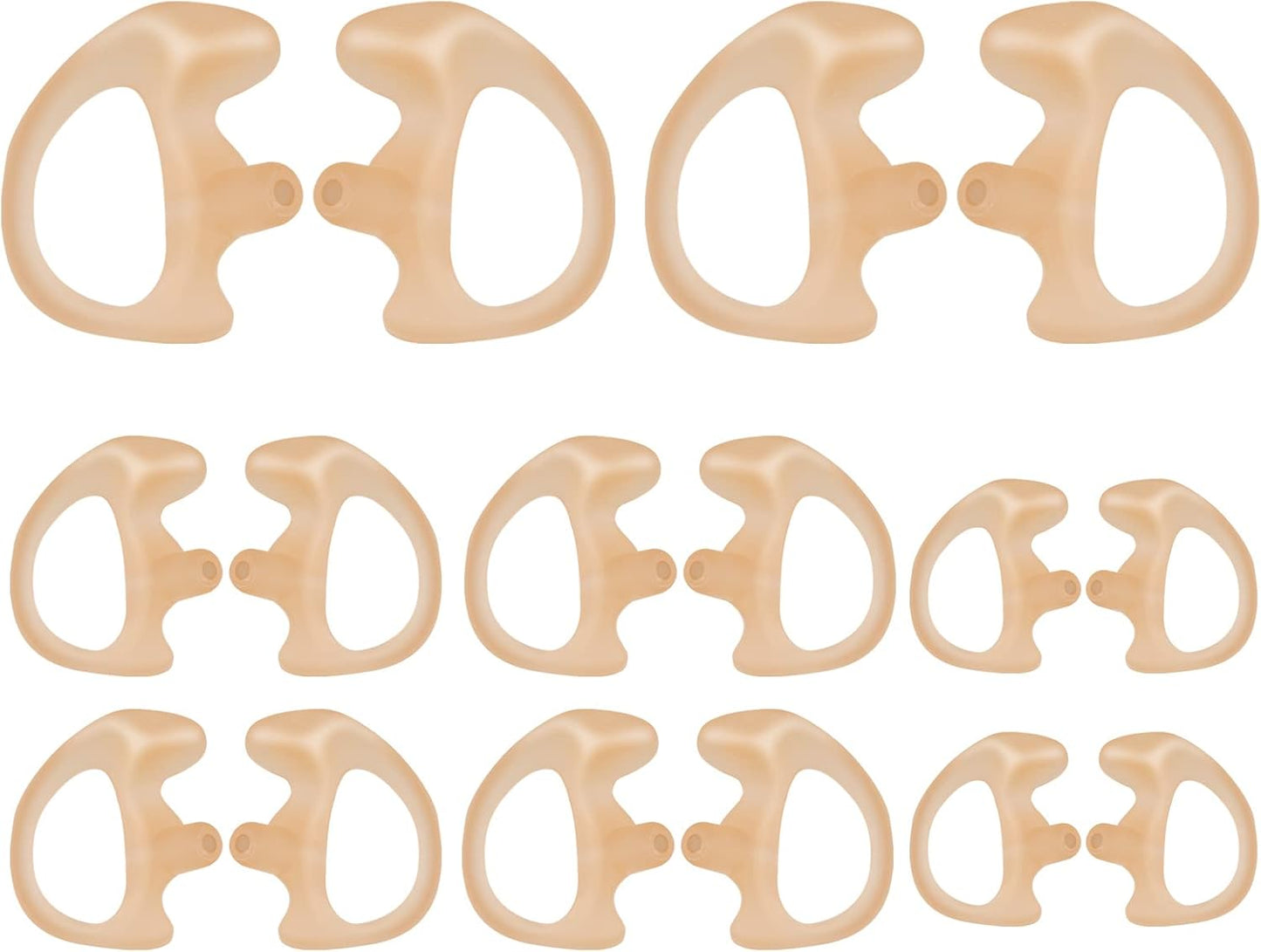 Silicone Replacement Earmold for Motorola/Baofeng/Retavis Radios - Police Walkie Talkie & Law Enforcement Soft Earpiece Inserts (8 Pair, Flesh - 2L/4M/2S)