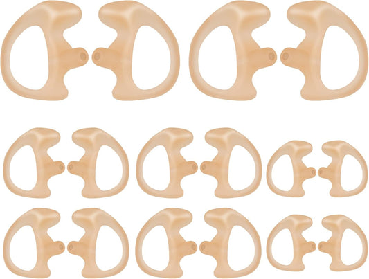 Silicone Replacement Earmold for Motorola/Baofeng/Retavis Radios - Police Walkie Talkie & Law Enforcement Soft Earpiece Inserts (8 Pair, Flesh - 2L/4M/2S)