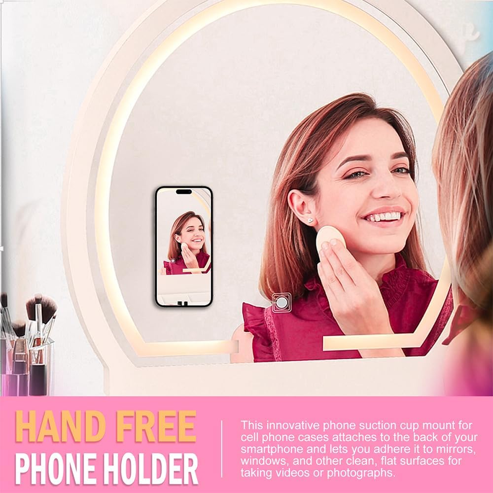 Silicone Suction Phone Holder Mount, Adhesive Accessory for iPhone and Android, Hands-Free Mirror Shower Mount for TikTok Videos and Selfies (Red, Single Sided)