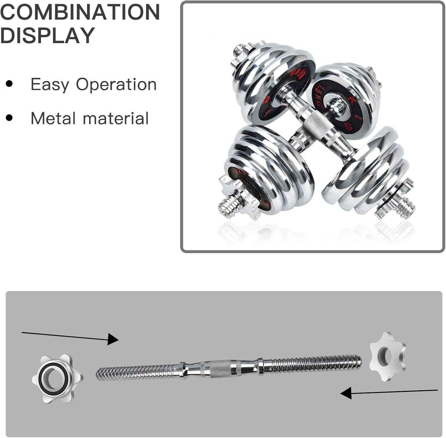 Lamoutor 2Pcs Anti-Slip Hex Nut Collar Screw for Barbell Dumbbell Weight Lifting