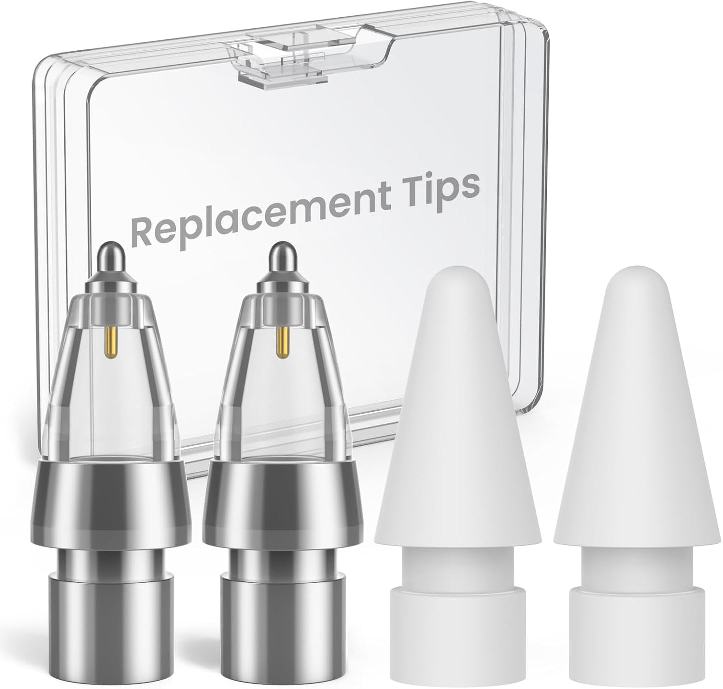 Delidigi 4 Packs Replacement Tips Compatible with Apple Pencil Pro/2nd Generation/1st Gen/USB-C, Metal Body Precise Control Pen Like iPencil Tips Nibs