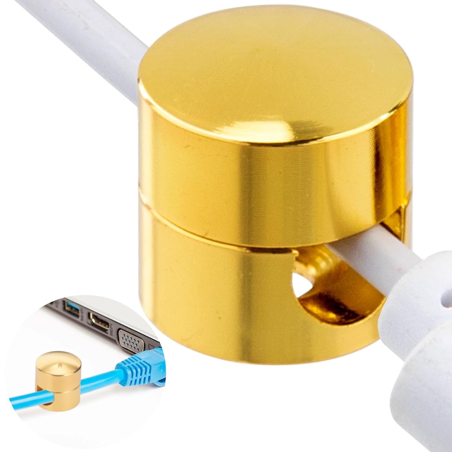 1 Sets Charger Holders for Cords, Gold Color Adjustable Cable Anchor Holders, Adhesive Metal Cord Clips, Cable Management Wire Organizers for Desk, Office, Nightstand