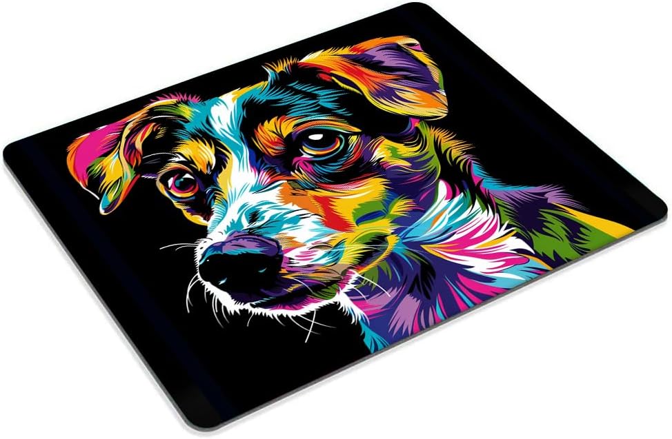 Square Mouse Pad Colorful Dog Portrait-5,Gaming Mouse Pads for Desk,Soft Computer Waterproof Non-Slip Mouse Mat