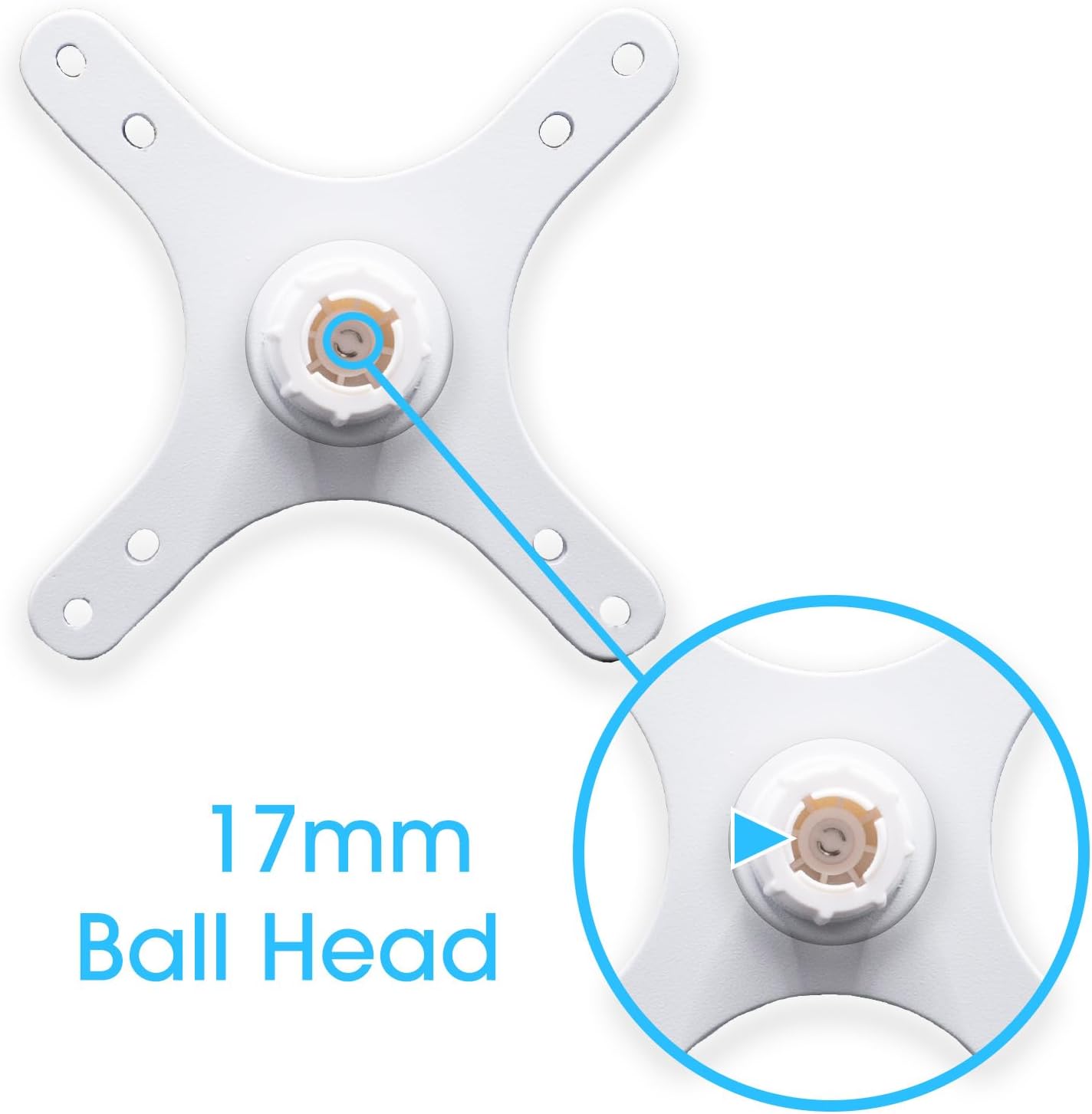 Kado Portable Monitor Stand Bracket Plate Adapter White, Wall Mount Arm Mount 17mm Ball Head to 100x100mm 75x75mm M4 Screw Set, Tripod Camera Stand for Desktop Monitor Portrait/Landscape Mode