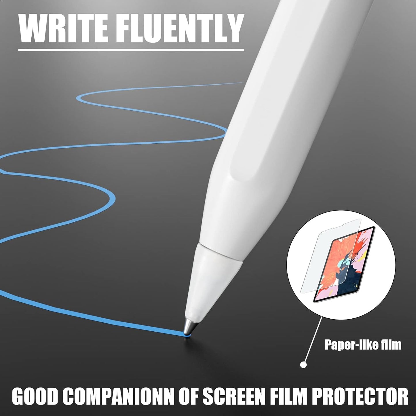 REEYEAR Realistic Fine Point Pencil Tips fits for Apple Pencil 2nd 1st Generation USB-C Version, Fine Tips Paperfeel Ipad Pro Pen 1st 2 Gen Replacement Nibs fits for Artists,Note-takers,White