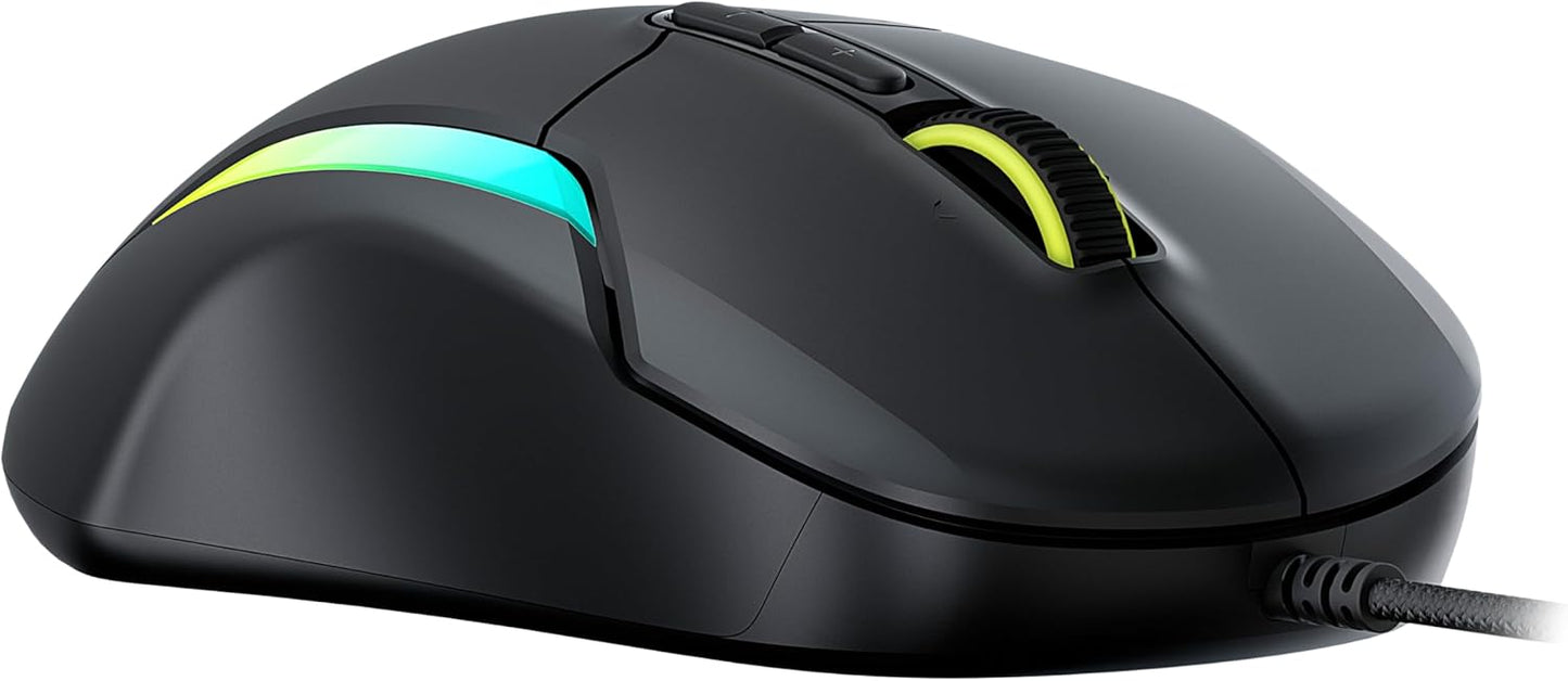 Turtle Beach Kone II – Wired Ergonomic RGB Gaming Mouse, 26K DPI Optical Sensor, 100M Click Life Optical Switches, 23 Customizable Inputs, 4D Scroll Wheel, Pure PTFE Glides - Ash Black