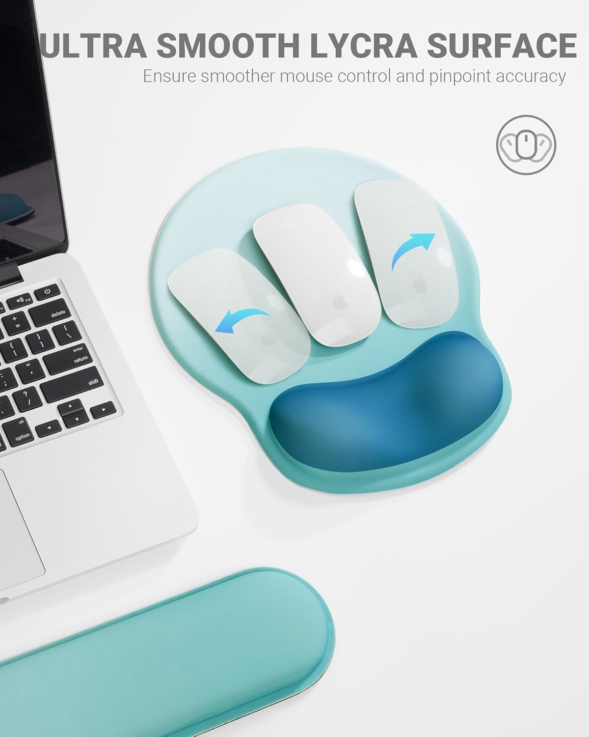 Ergonomic Mouse Pad Wrist Support Set, Memory Foam Keyboard Wrist Rest Set, Keyboard Pad, Non-Slip Base Mousepad(Gradient White Blue Set)