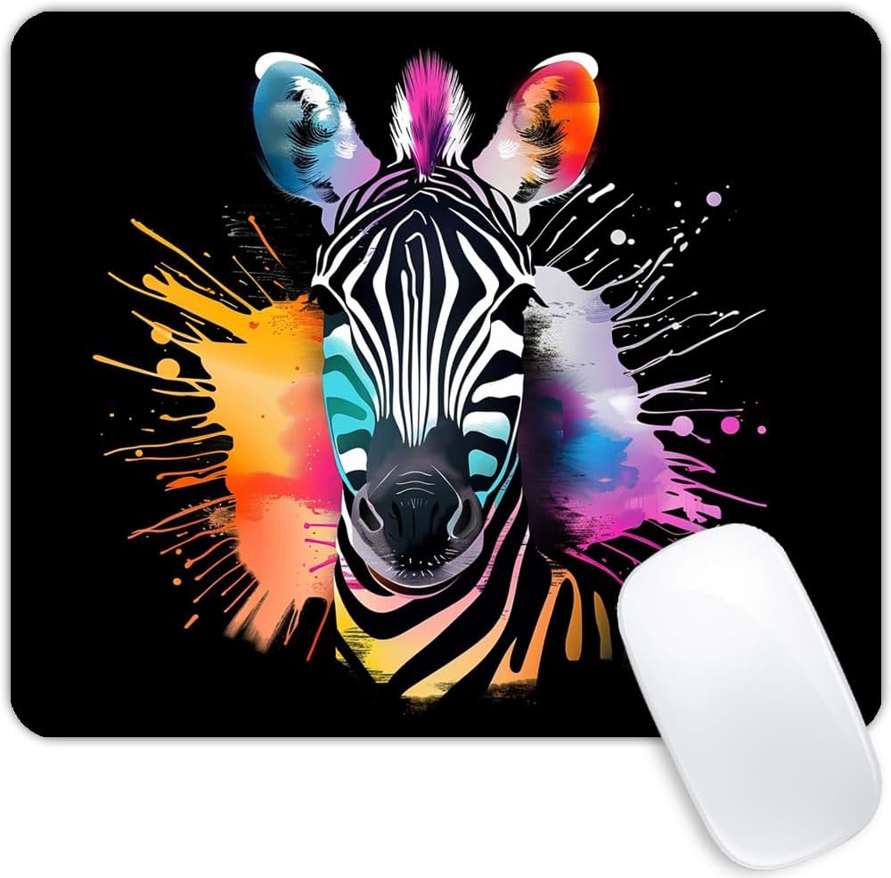 Square Mouse Pad Colorful Zebra-1,Gaming Mouse Pads for Desk,Soft Computer Waterproof Non-Slip Mouse Mat