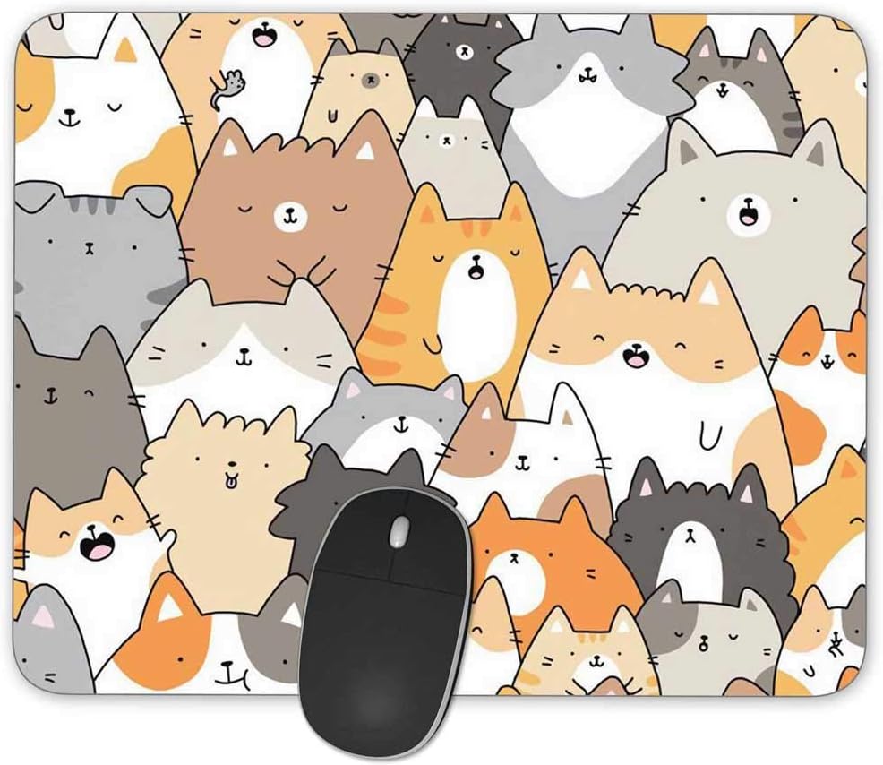 Gaming Mouse Pad，Cartoon Animal Portraits Rectangle Mouse Pad Size(9.84"x7.87")