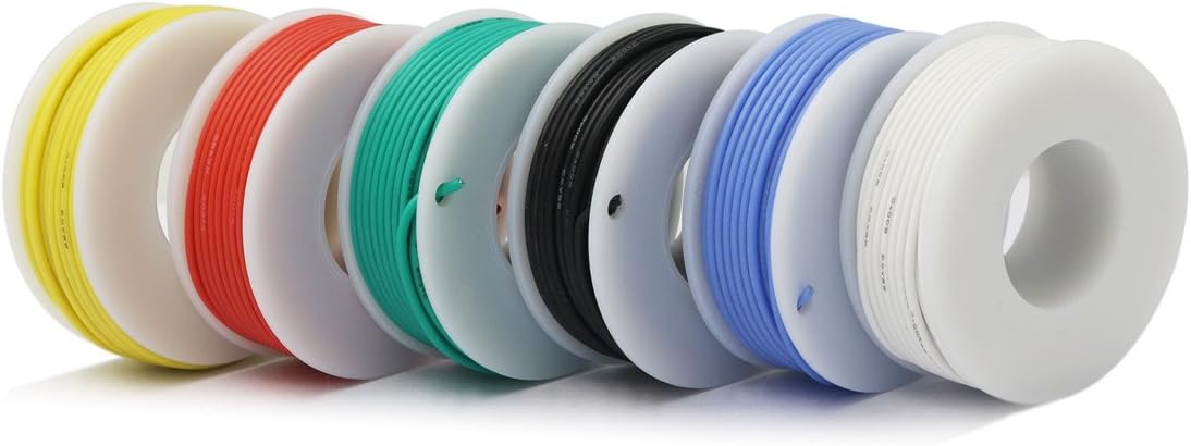 CBAZY™ Hook up Wire Kit (Stranded Wire Kit) 28 Gauge Flexible Silicone Rubber Electric Wire 6 Colors 32.8 feet Each 28 AWG