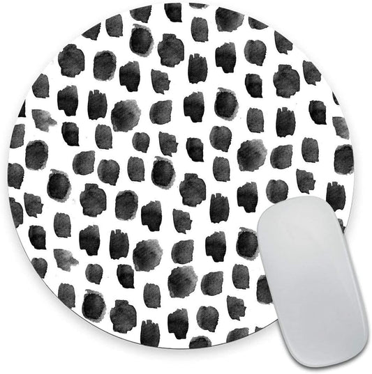 Round Mouse Pad, Polka Dot Print Premium-Textured Mouse Mat, Small Non-Slip Rubber Base Round Mousepad with Designs for Working and Gaming