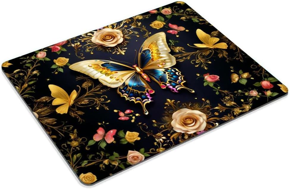 Black Gold Butterfly Mouse pad Customized Mousepad Non-Slip Rubber Base Mouse Pads for Computers Laptop Office Desk Accessories Mouse pad
