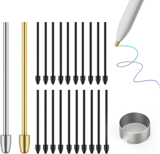 for Remarkable 2 Pen Tips,AHBTEYM Metal Tips,Replacement Nibs Refill Accessories for Remarkable 1/2 Stylus/Marker Plus/Scribe Pen-22Pcs(Gold/Sirvel)