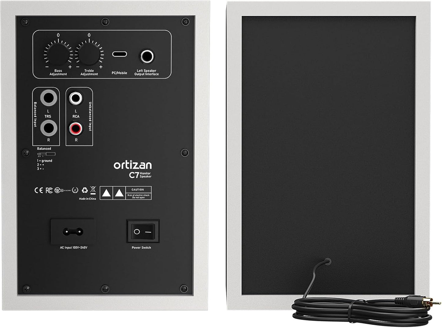 Ortizan C7 Dual-Mode 2.0 Studio Monitors, Active Monitor Speakers for Near Field Music Production, Bluetooth 5.3 Wireless Computer PC Monitor Gaming Bookshelf Speakers(Pair, White)
