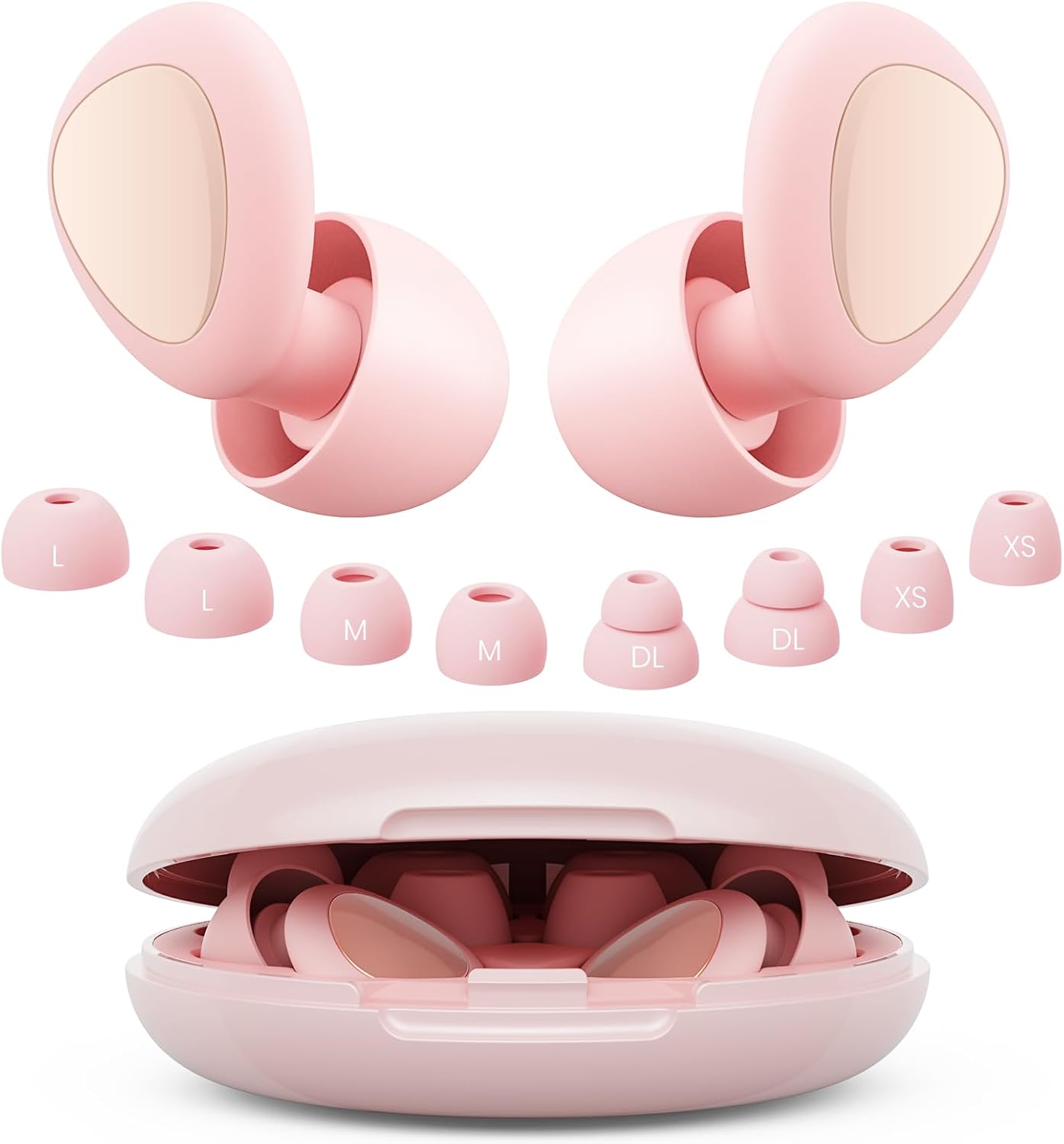 Ear Plugs for Sleeping Noise Cancelling, 45dB Reusable Silicone Ear Plugs for Concert, 8 Tips Earplugs for Noise Reduction, Hearing Protection Earplugs for Sleep, Concert, Snoring, Work, Pink