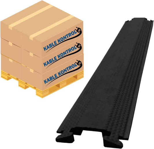 Kable Kontrol Drop Over Floor Cord Cover – 60” Inch Long 1 Channel Cable or Wire Protector – 10 Pcs Bulk Pack - Rubber Ramp for Indoor and Outdoor Use – Black