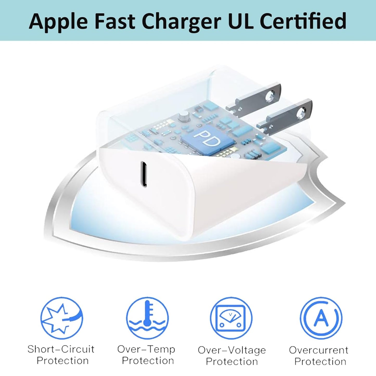 iPhone Fast Charger, iPhone Charger Fast Charging 2Pack PD 6FT Type C Quick USB C to Lightning Cable Cord Fast Charger iPhone USB C Wall Block Plug for iPhone 14 13 12 11 Pro Max XR XS X,iPad AirPods