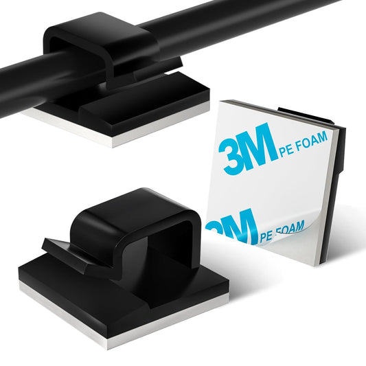 100PCS Cable Clips, Adhesive Wire Clips Strong Cord Clips Wire Holders, Cable Management Clips for Desk, Wall, Car, TV, Ethernet Cable (Black, Small)