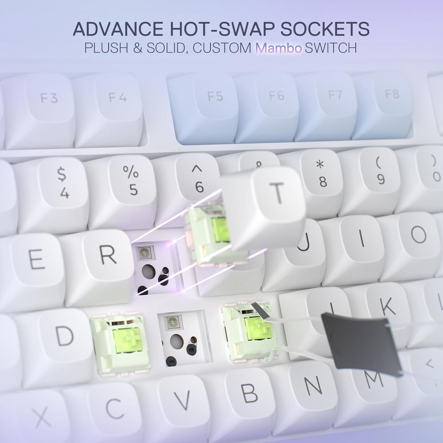 Redragon K673 MAX 75% Wireless Gasket RGB Gaming Keyboard, 3-Modes 81 Keys PBT Compact Mechanical Keyboard w/Hot-Swap Socket, Dedicated Knob Control & 5-Layer Noise Dampening, Custom Linear Switch