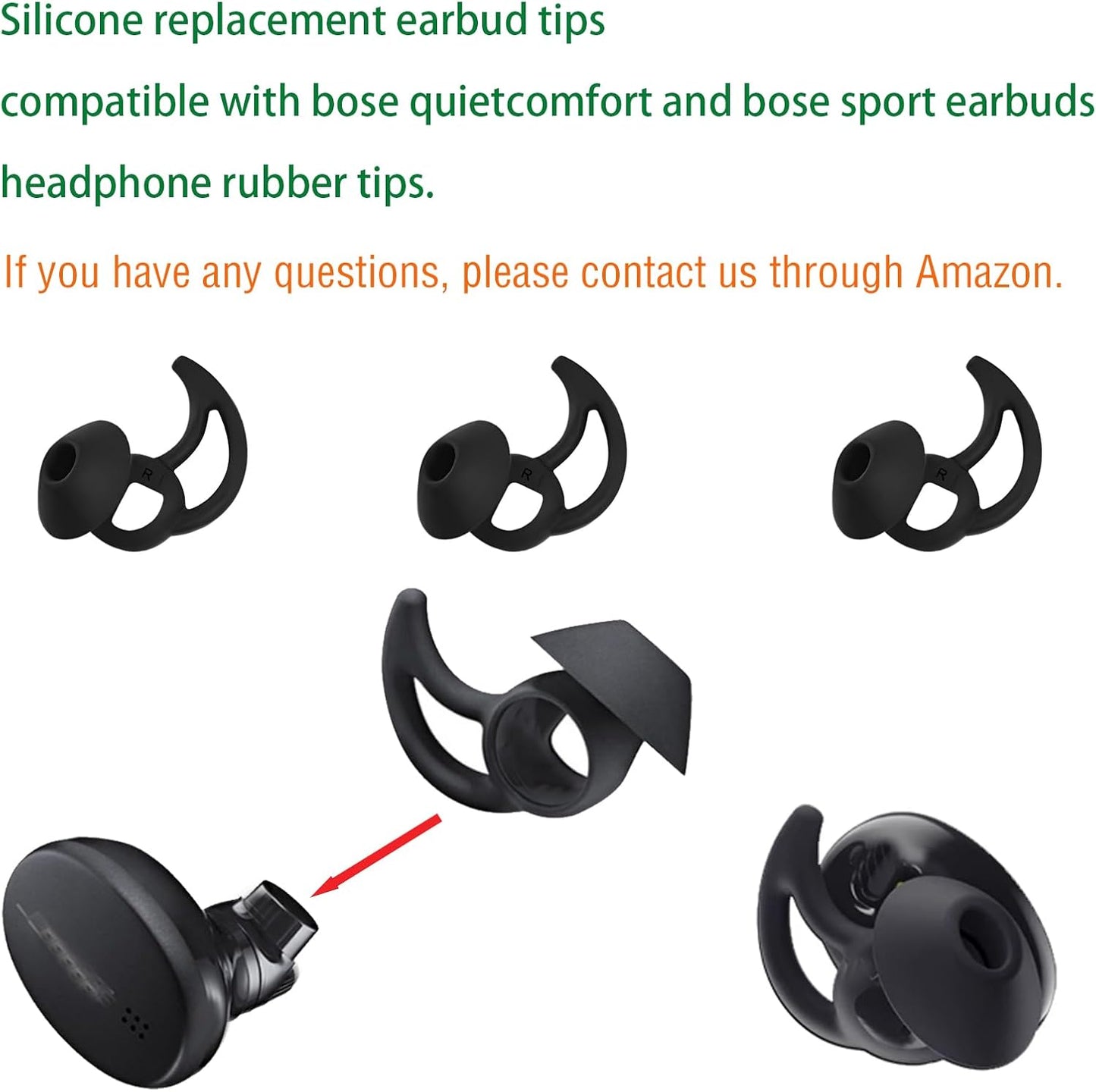 Medium Replacement Earbud Tips Silicone Ear Tips Compatible with Bose Quietcomfort and Sport Headphone Earbud Covers Ear Bud Tips 3 Pairs