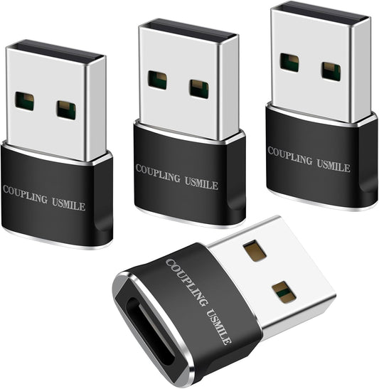 USB to USB C Adapter 4 packs for iPhone Fast Charging, Transfer and Type C OTG convert. USBC to A Compatible with iPhone 16 16e 15 Plus Pro Max,iPad Pro Air 4 Mini 6 almost USB devices