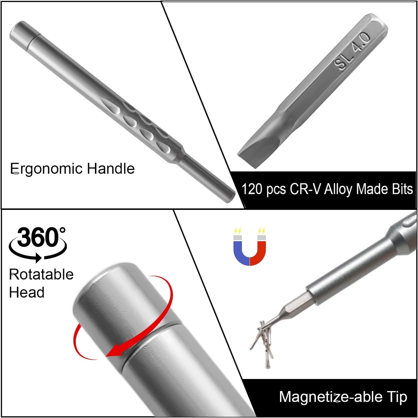 128 in 1 Precision Screwdriver Set,Precision Bit Set,Professional Magnetic Repair Tool Kit with 120 Bits for Electronics, Computer, Laptop, Game Console and Household Appliances