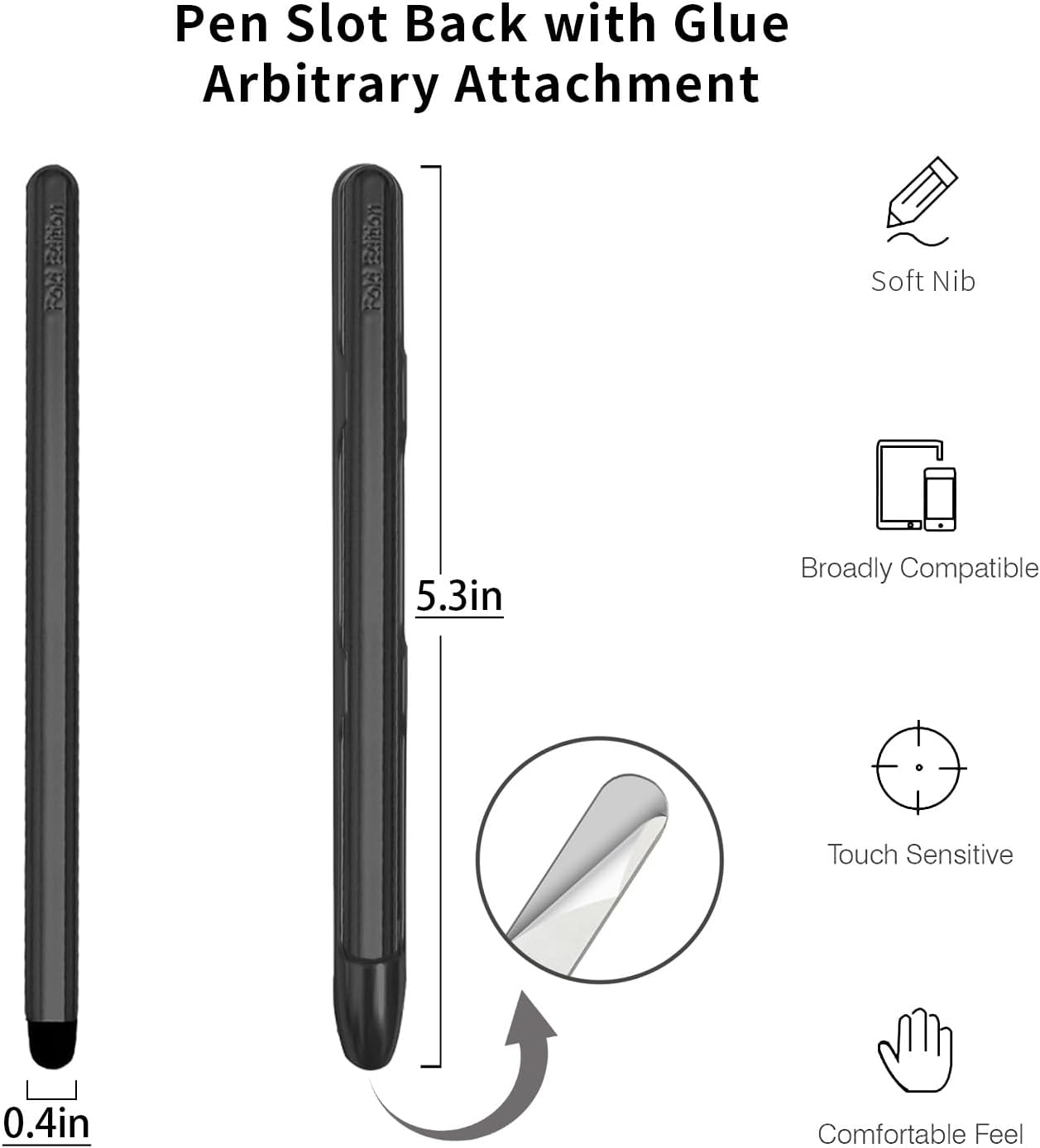 Stylus Pens with Pen Slot for Touch Screens, High Precision Capacitive Universal Stylus for iPad iPhone Tablets Samsung Galaxy All Touch Screen Devices (Black-Long)