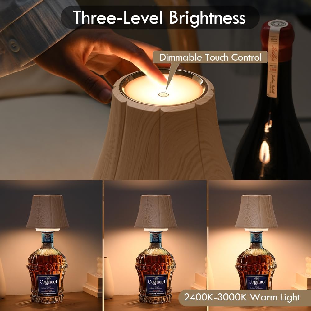 WILIT Wireless Bottle Lamp Shades for Table Lamps, 3 Level Brightness Bottle Lights for Liquor Bottles Topper, Led Bar Table Lamp, Home Bar Decor, Room Decor Accessories, Gifts for Men Women