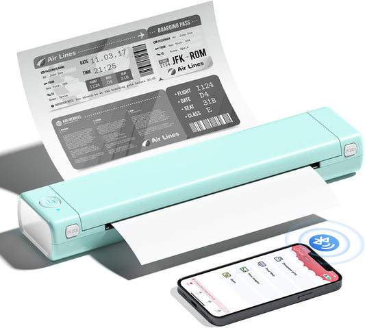 Phomemo M08F Portable Printers Wireless for Travel, Thermal Printer Support 8.5" X 11" US Letter Thermal Paper, Bluetooth Inkless Printer Compatible with iOS, Android, Laptop for Travel, Office, Home