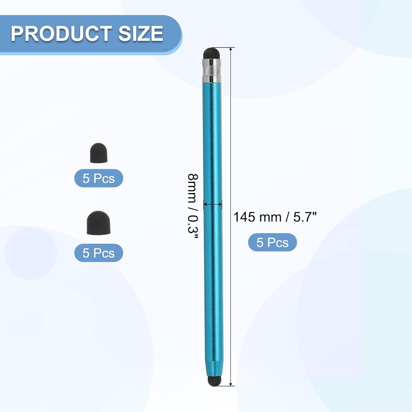PATIKIL 5 Pcs Stylus Pens for Touch Screens, 2 in 1 High Sensitivity Universal Pen Capacitive Stylus for Phone Tablets Laptop Touch Screen Devices, Blue